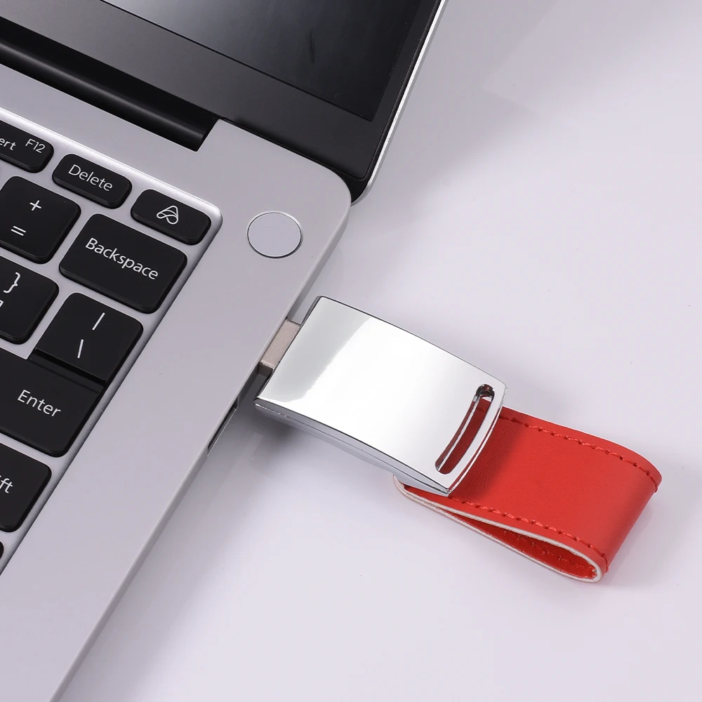 USB 3.0 플래시 드라이브 무료 컬러 인쇄 로고 128GB 가죽 웨딩 사진 박스 펜 드라이브 64GB 32GB 패션 가죽 스타일