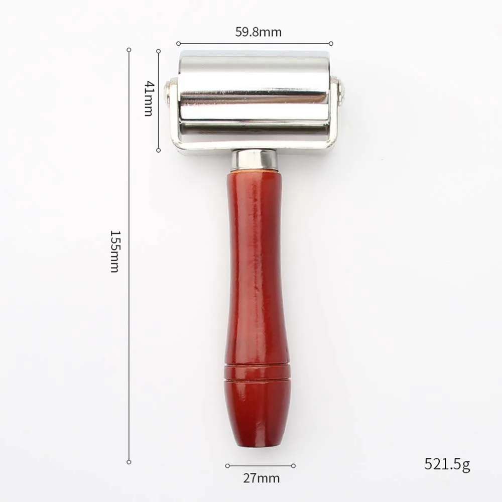 1Pcs Pusher Roller Original Wooden Handle Roller Leather Crimping Tool Leather Crimping Tool Iron Accessories DIY
