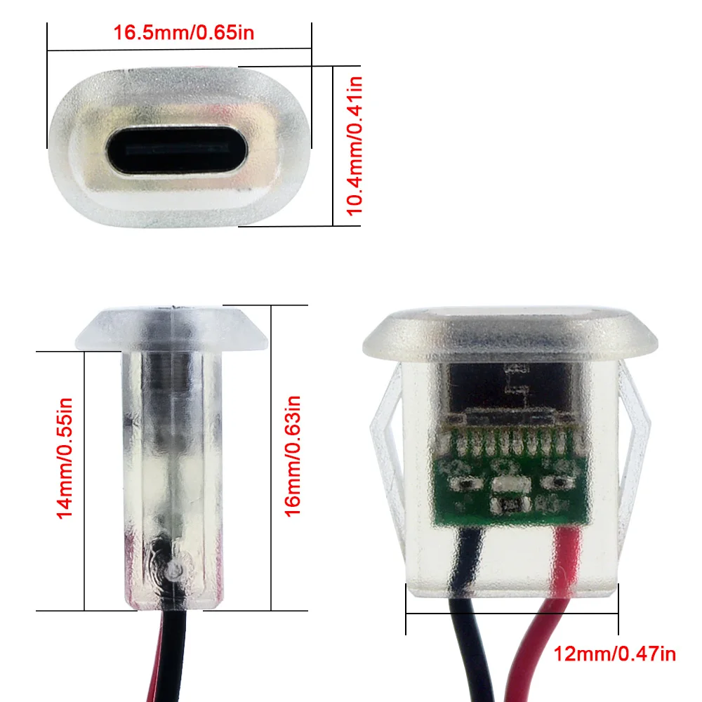 Waterproof USB-C Charging Socket with LED Indicator