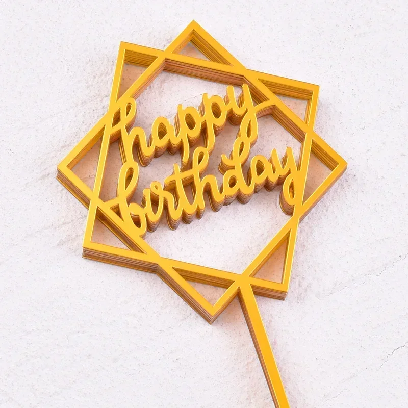 10pcs עוגת יום הולדת אקרילית topper מספר סגנונות עוגת זהב באלק טופר מקלחת תינוק יום הולדת קישוט украшение е