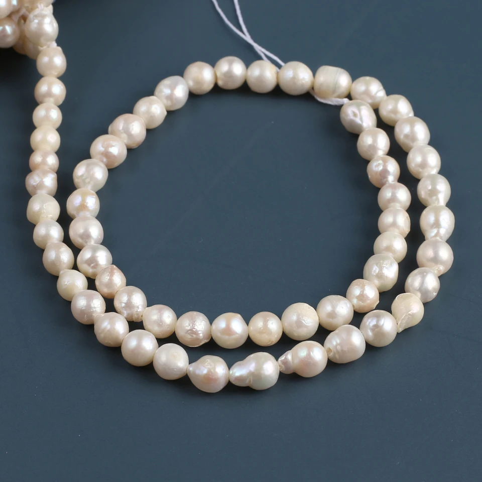 Lot De 10 Perles De Culture D'eau Douce Blanches - Diamètre 6mm, Formes Baroques