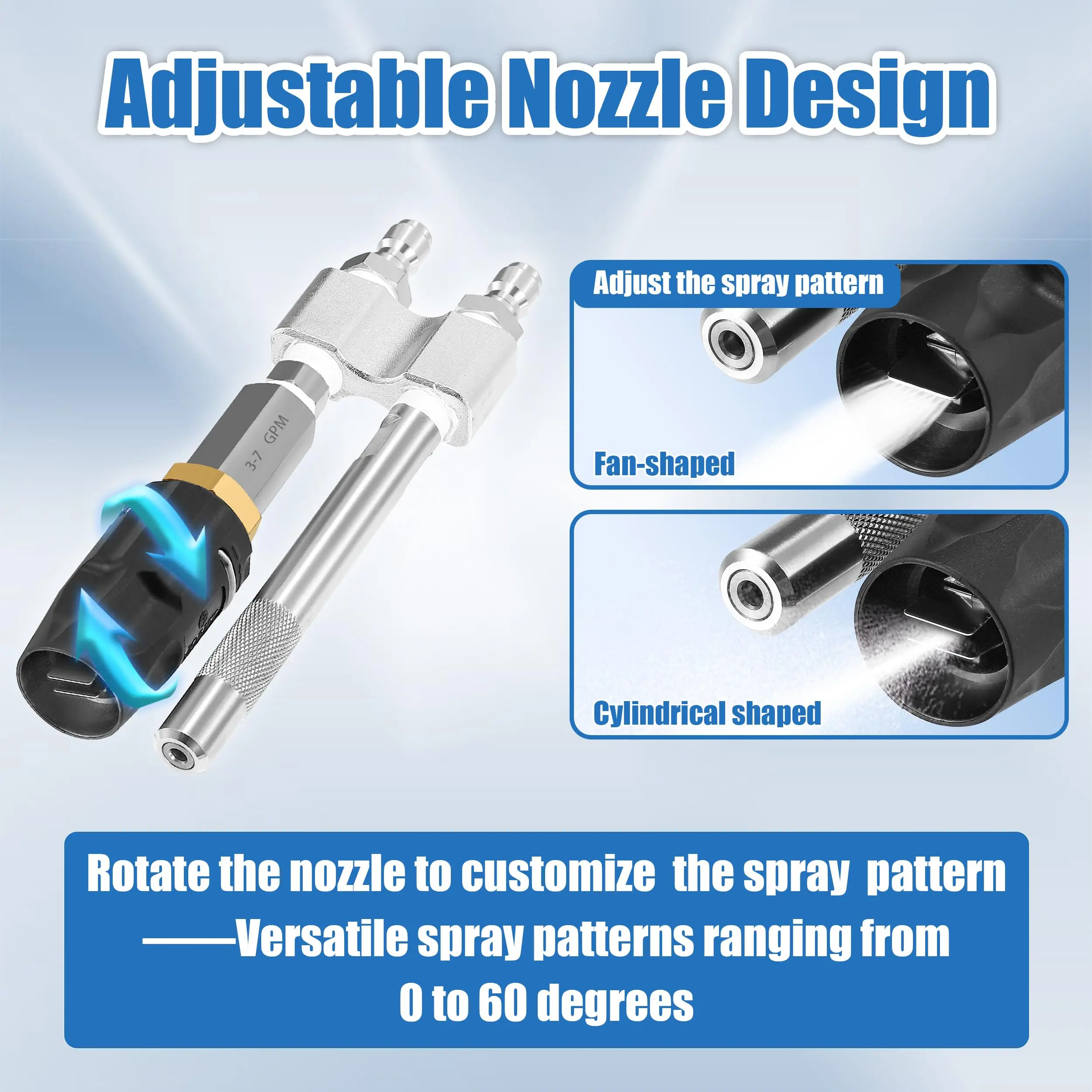 조절 가능한 다운스트림 M5 트위스트 노즐 2-in-1 고압 세척기 장거리 비누 노즐 세척 슈터 팁 (고압 세척기용)