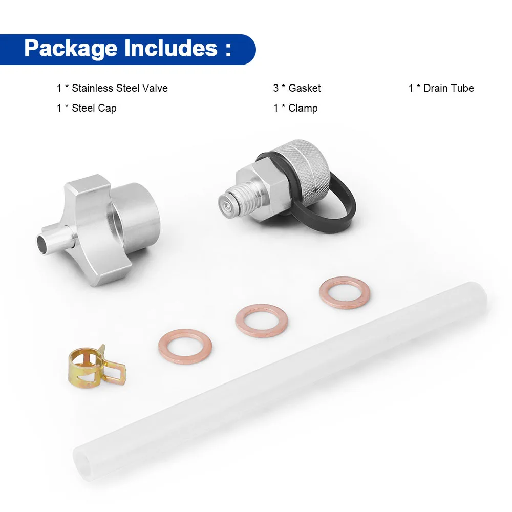 Stainless Steel Quick Twist Oil Drain Valve kit for M14 *1.50 Stainless Drain Hose Attachment