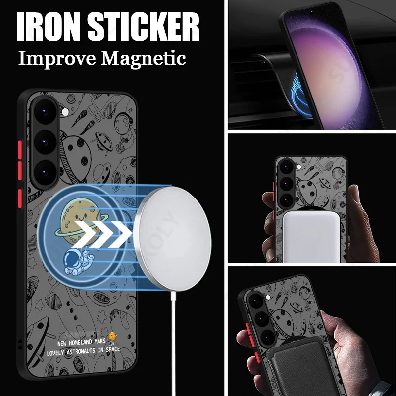 Magnetic Space Astronaut Matte Phone Case Cover