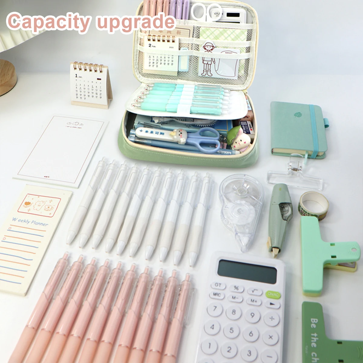 WQN-1PC 초대형 용량 필통, 심플 필통, 방수 소재, 학생 문구류 보관함