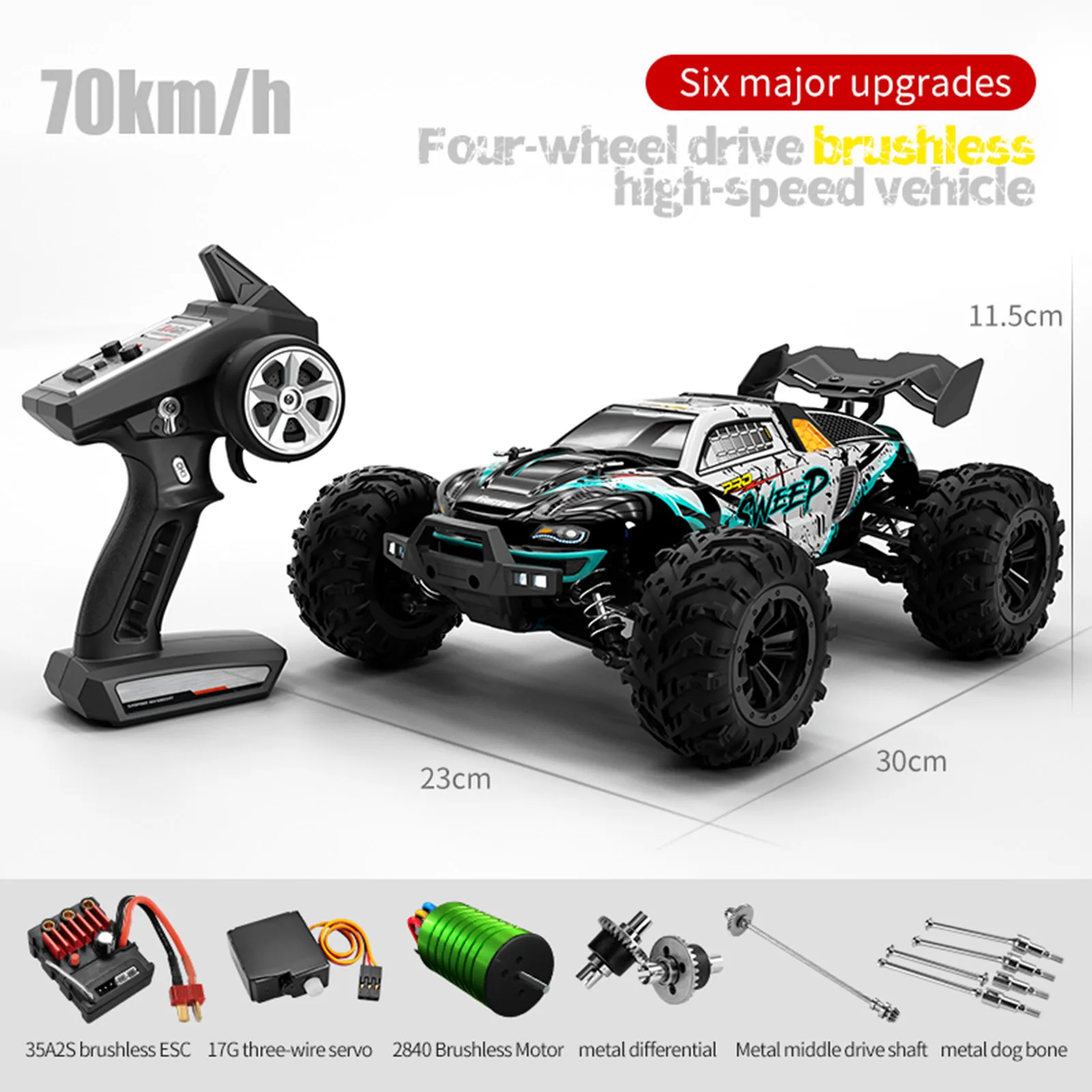 SCY-16101 PRO RC카, 오프로드 RC 트럭, 브러시리스 모터, 고속 차량, 레이싱 카, 어린이 선물, 2.4Ghz, 4WD 1/16, 70 km/h