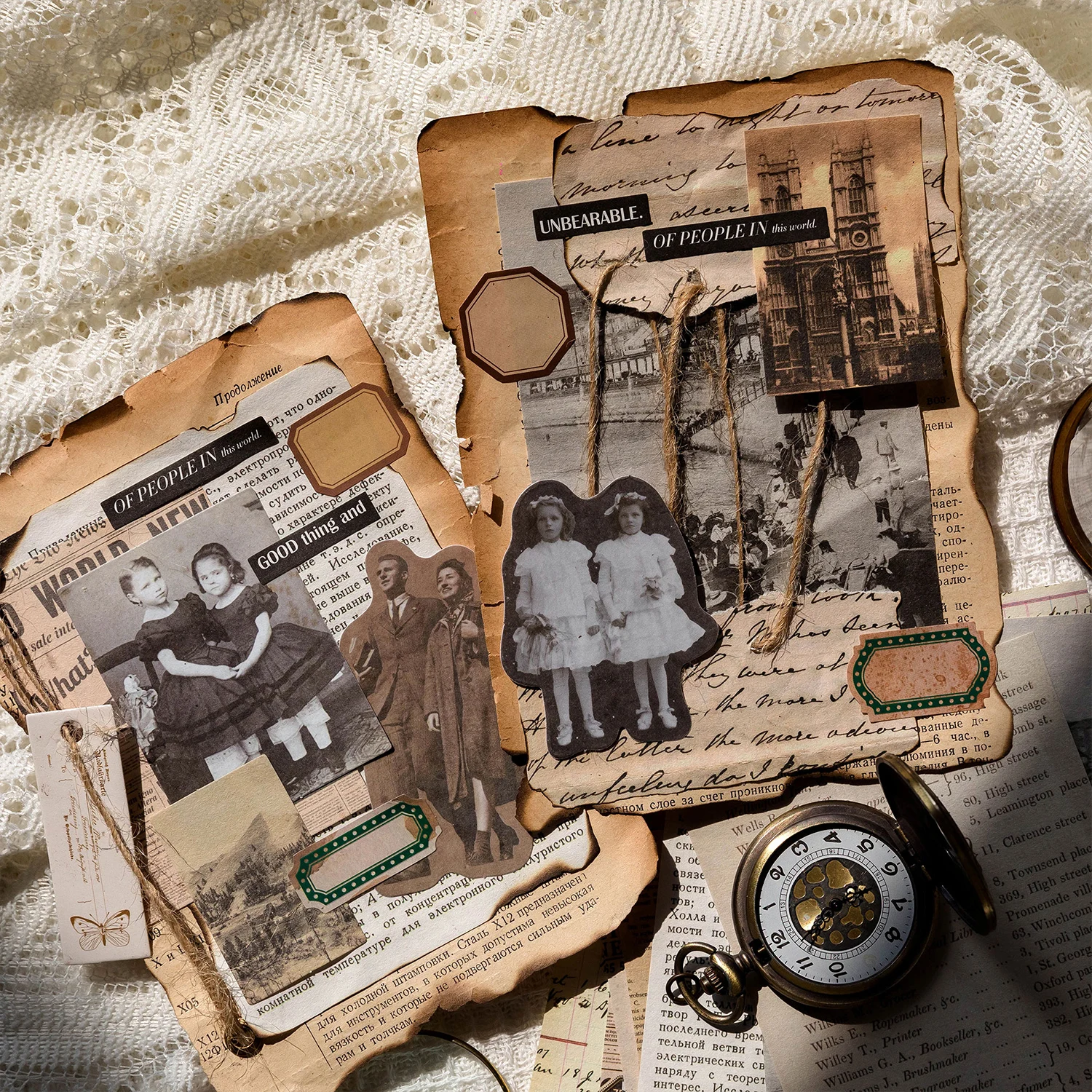 100 PCS Vintage Scrapbooking Paper Kit 6