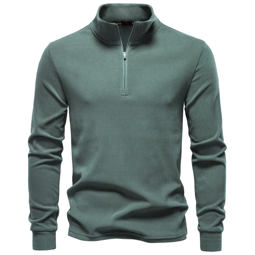 2025 New Men Stand-Up Collar Half-Zip Soft Shell Sweatshirt Long Sleeve Breathable Warm Pullover Casual Streetwear Jacket