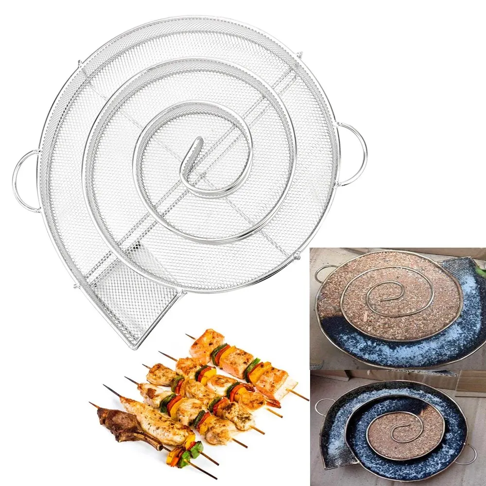 Barbecue Grill Mini BBQ Salmon Bacon Fish Home Smoker Generator Wood Chip Steel Barbecue Oven Plate Roasting Cooker Meat Tools