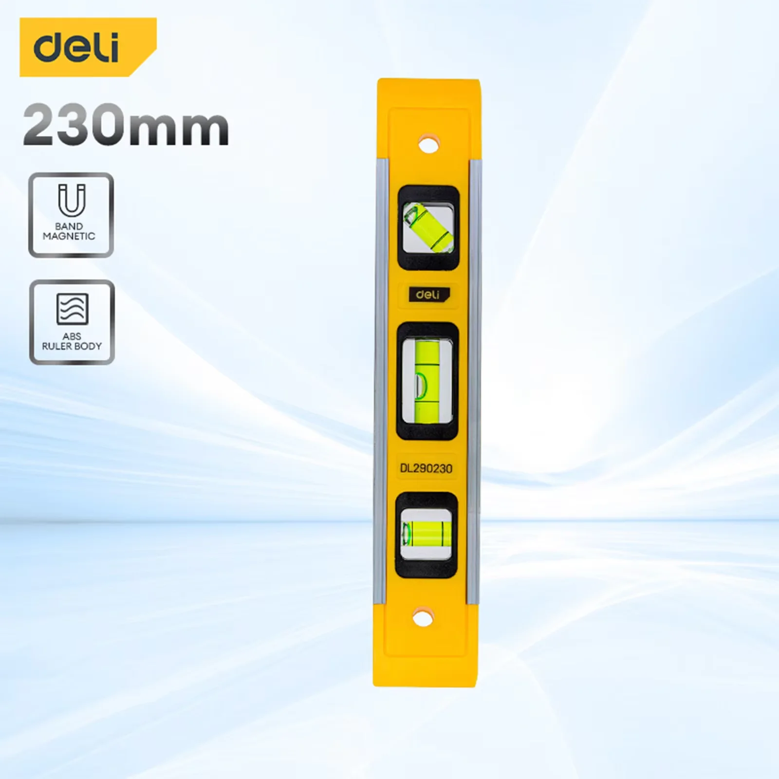 Deli 9 Inch Torpedo Level Magnetic Box Level with 45°/90°/180° Bubbles