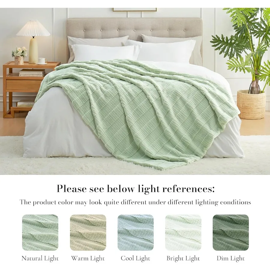 Luxury Striped Faux Fur Throw Blanket for Couch Embossed Split Fur Cozy Fuzzy Fluffy Luxurious Soft Plush Sofa Chair Bed Gift B