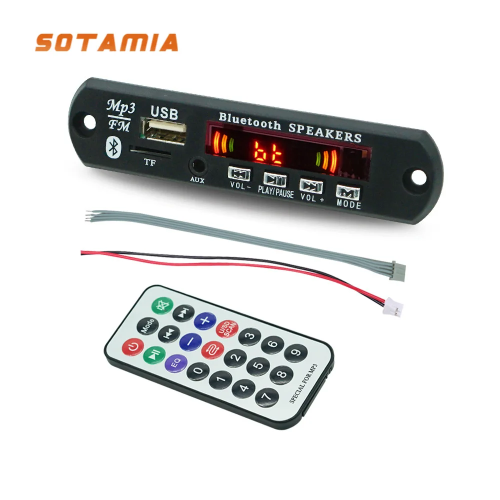 

SOTAMIA 12V Bluetooth MP3 Decoder Board Power Amplifier 2x15W Stereo Amplifier Support USB TF FM AUX Decoding WMA WAV FLAC APE