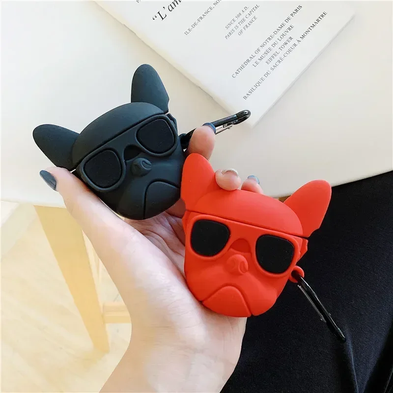 Cool Bulldog Hip Hop Music Dog Silicone Case for Apple Airpods