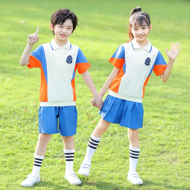 

Kids Teenage Outfits Hip Hop Clothing Fashion Spliced Polo Shirt Shorts Skirt Campus Uniform Costume Stage Performance Clothes