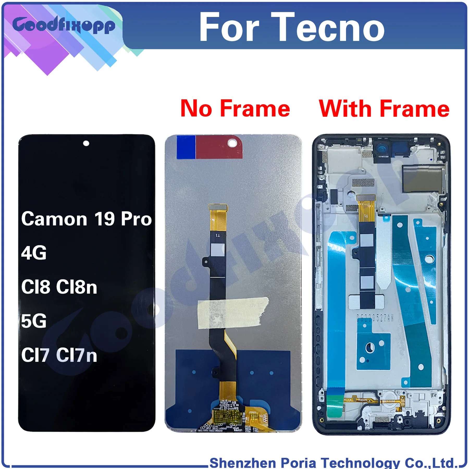 

For Tecno Camon 19 Pro 4G 5G CI7 CI7n CI8 CI8n LCD Display Touch Screen Digitizer Assembly Repair Parts Replacement