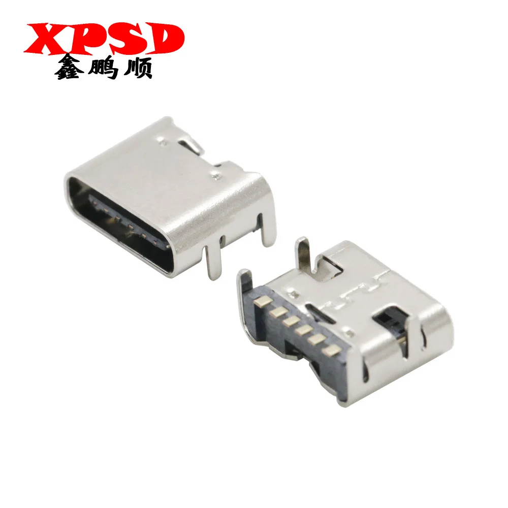 10PCS 6 Pin SMT Socket Connector Micro USB Type C 3.1 Female Placement SMD DIP For PCB design DIY high current charging micro usb jack 3 1 type c 6p 14p16pin 24p smd female connector for mobile phone charging port diy high current charging socket