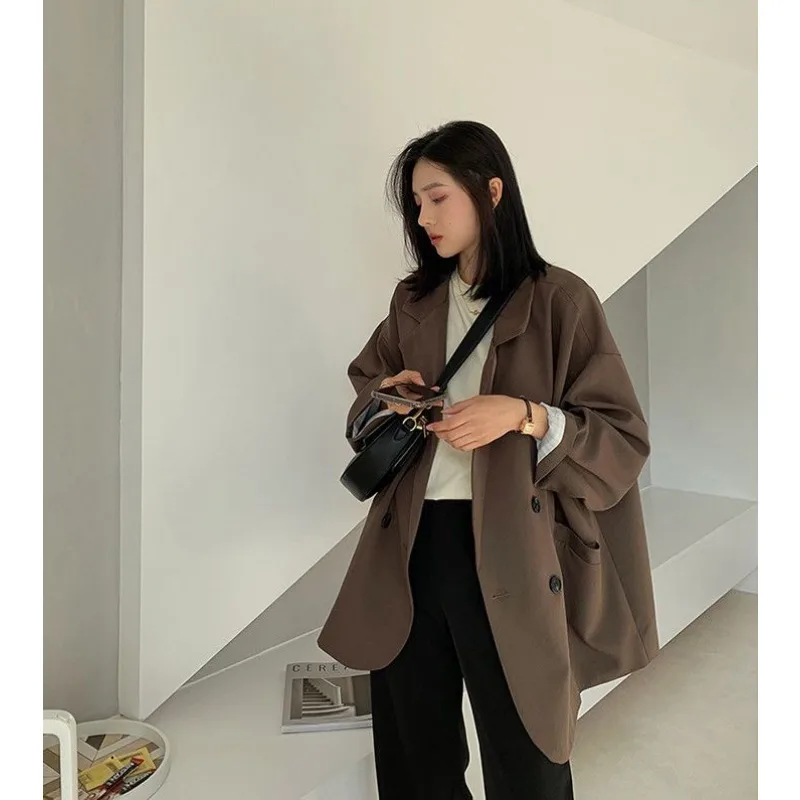 Women Blazer Big Size Suit Korean Chic Black Blazer Long Sleeve Double-breasted Spring Autumn Women's Clothing Luxury Brand