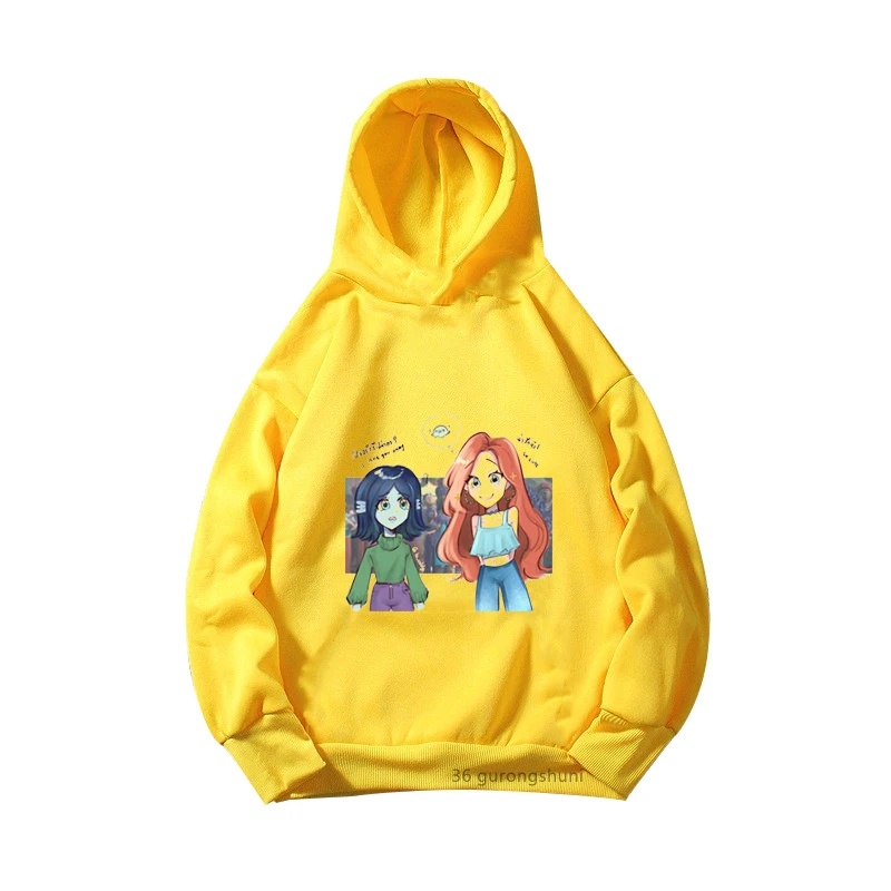 

2023 New Cartoon Print Fantasy Anime Ruby Gillman Teenage Kraken Hoodies Chelsea Mermaid Boys And Girls Clothes Yellow Hoodie