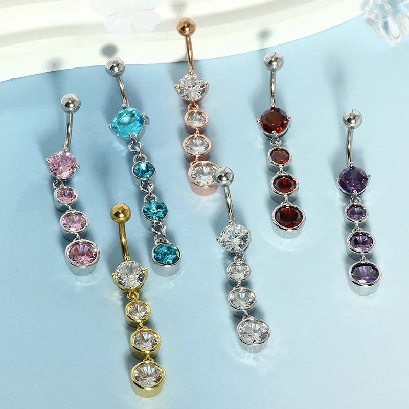 Hot sales 50pcs mix color belly navel rings for women 14g stainless steel dangle belly button rings
