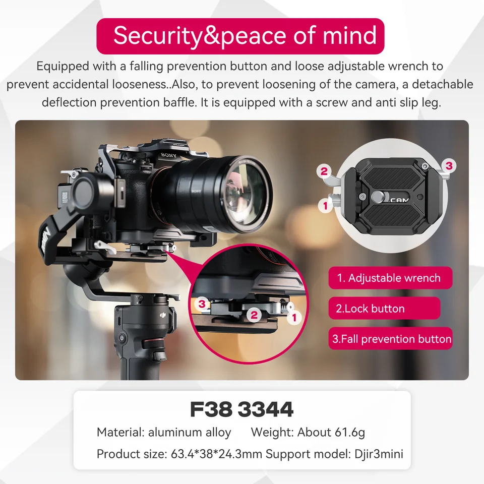 DJI RS3 MINI＋ULANZI  F38クランプ ベースプレート Ulanzi FALCAM F38 Mini Cross Arm Quick Release Plate Base Kit for