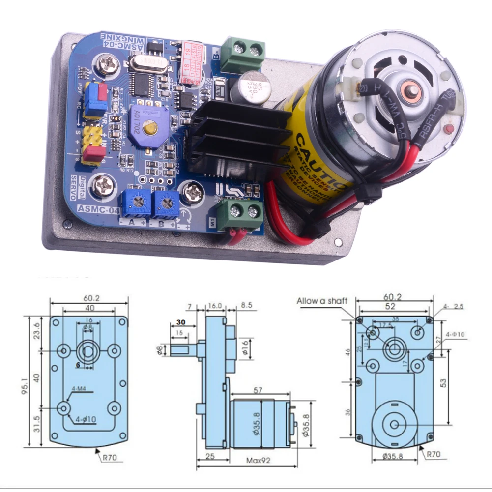 RC servo ASMC-04B 180kg.cm High Power High Torque 12V-24V Large Robotic Manipulator Servo Motor for RC Car Quadcopter Boat