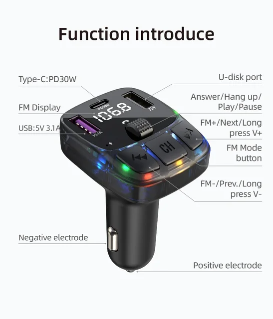 Bluetooth Car Charger with FM Transmitte 5 Bluetooth Car Charger with FM Transmitte 5