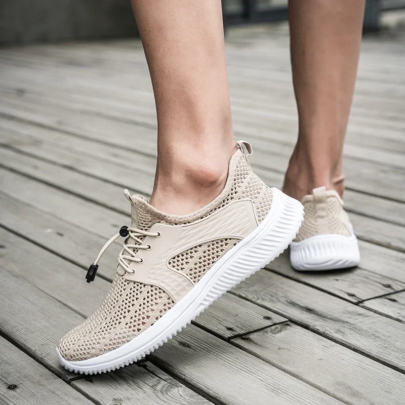 

Мужские туфли на шнуровке, однотонные дышащие повседневные туфли из сетчатой ткани, на низком каблуке, с вулканизированной подошвой, весна-осень 2023