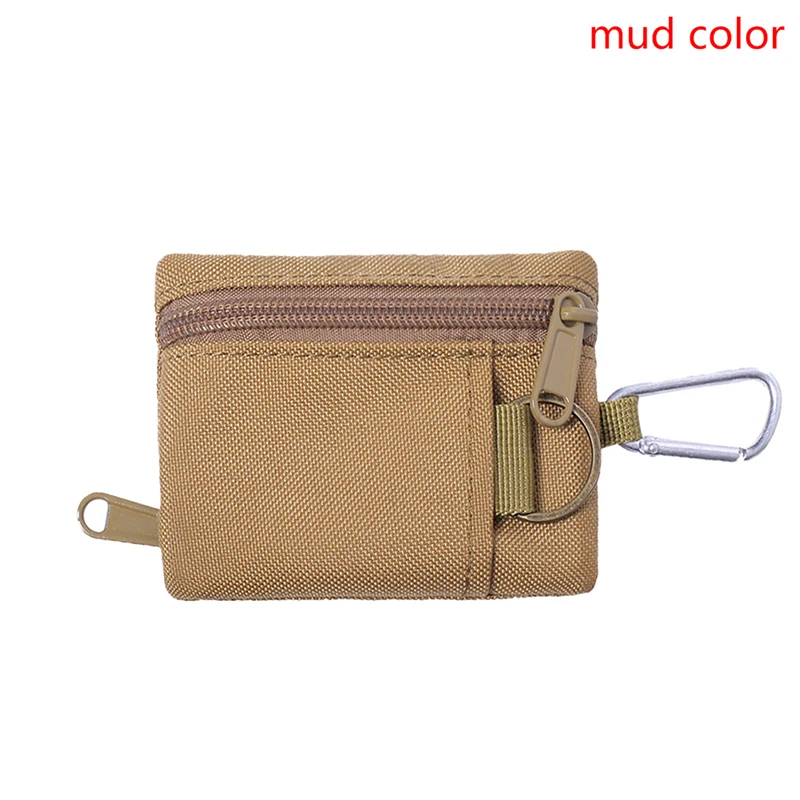 Custodia Tattica MOLLE Da Esterno, Mini Portafoglio Portatile In Nylon Con Moschettone, Per Chiavi E Carte, Nero