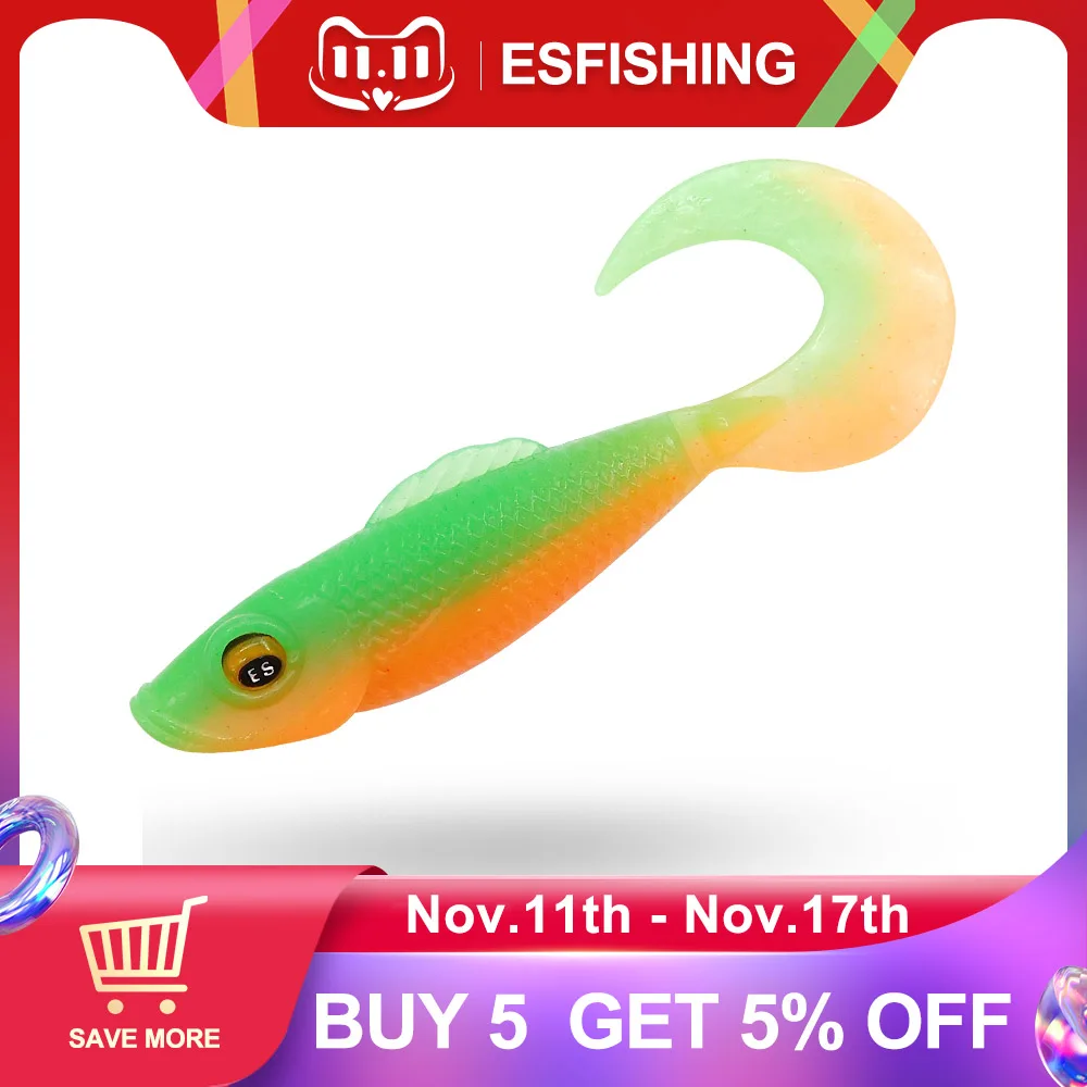 ESFISHING-Swiming-PRO-72mm-6pcs-Grub-Sea-Pesca-Fishing-Lures-Silicone ...