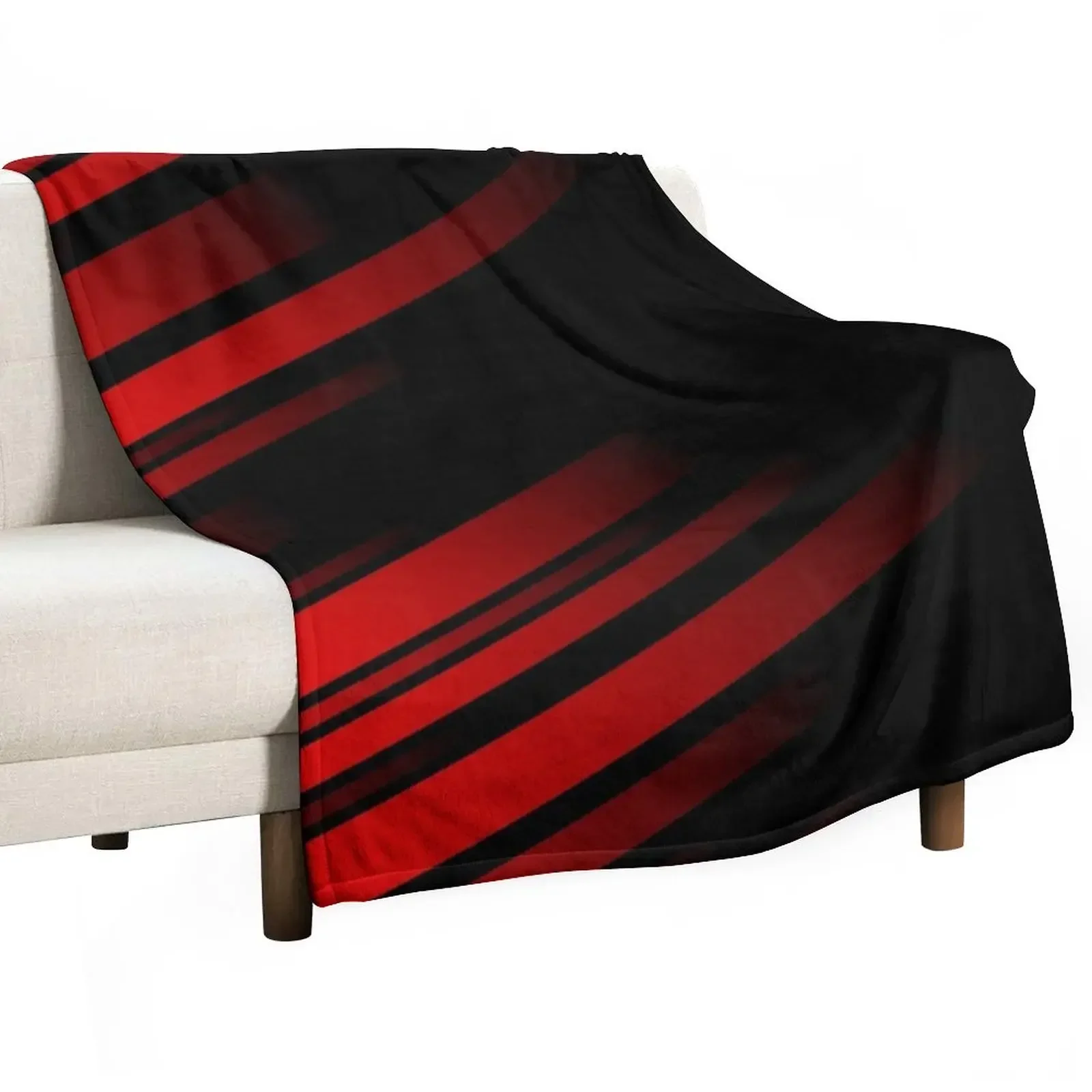 

Red and Black Stripes Minimal Design Throw Blanket Summer Beddings Soft Plaid Blankets