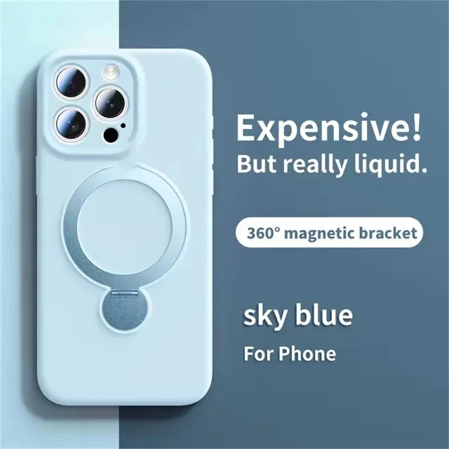 Original Liquid Matte Magnetic Stand Phone Case for iPhone 17 16 14 15 Pro Max For Magsafe Wireless Charge Shockproof Back Cover