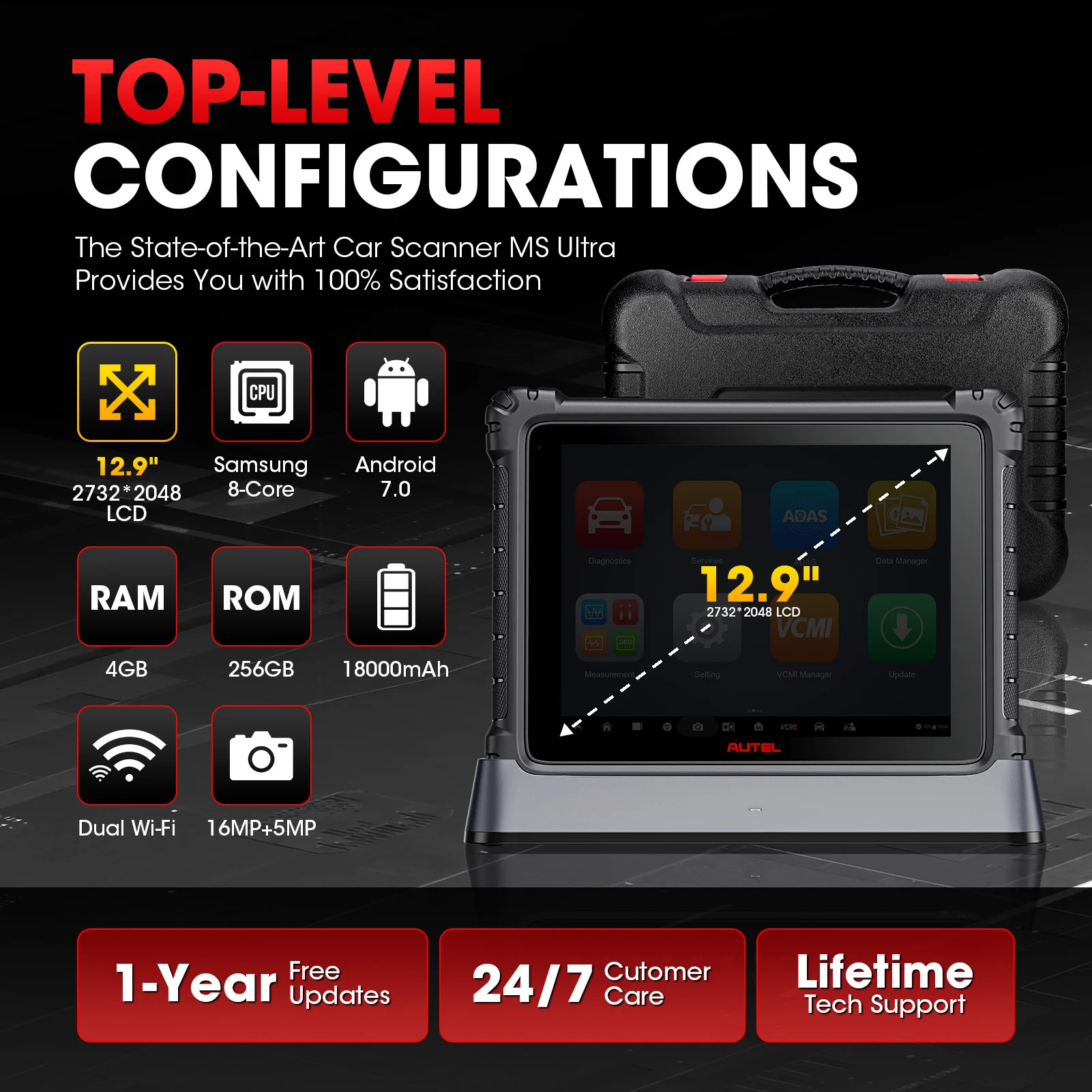 Autel MaxiSys Ultra Top Auto Diagnostic Tools 5in1 VCMI Automobile Scanner ECU Coding Tool Topology Module Mapping Updated of MS