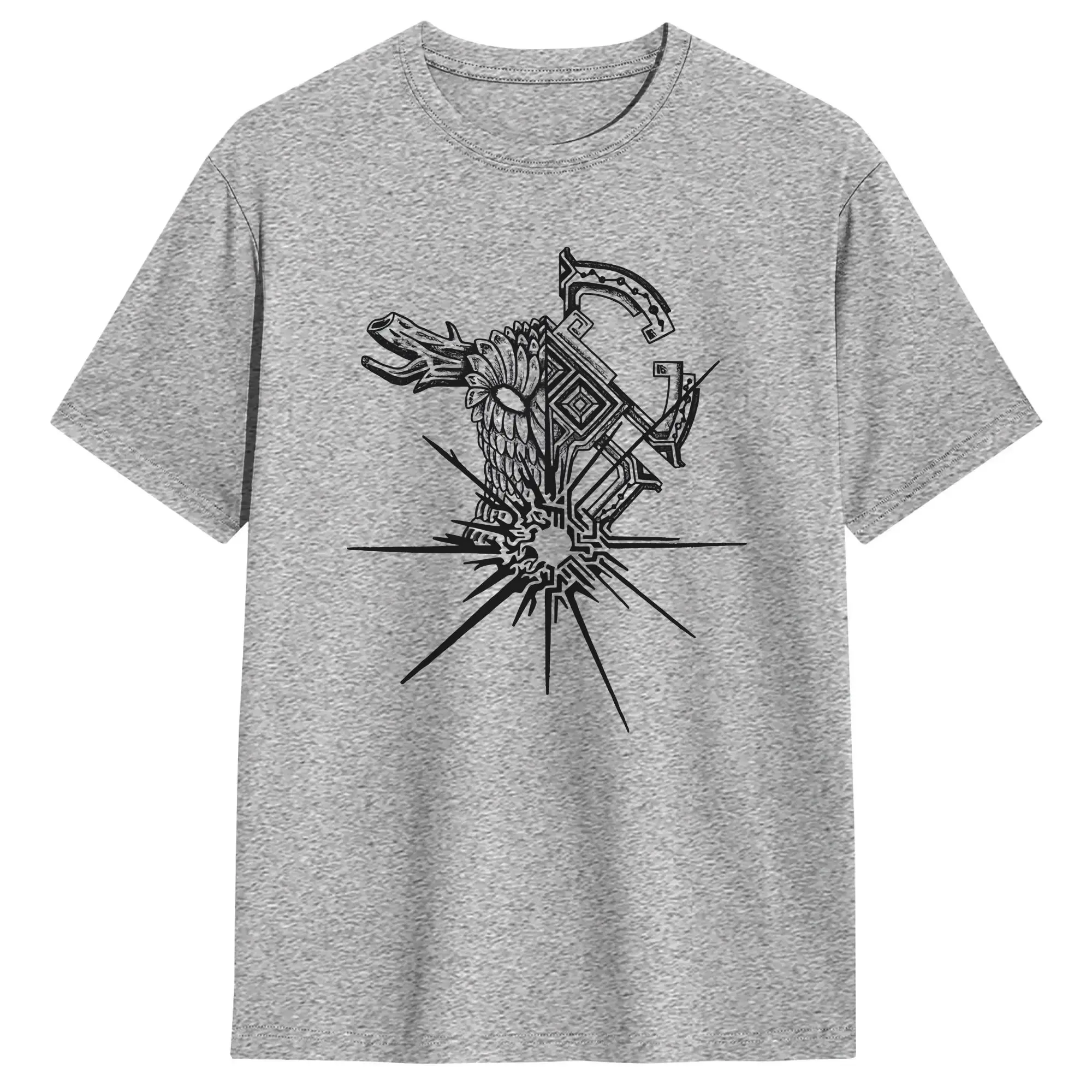 Priting Outer Wilds Tattoo Indie Space Game Minimalistische T-Shirts für Männer und Frauen, 100 % Baumwolle, kurzärmelig, Rundhalsausschnitt, Sommerkleidung