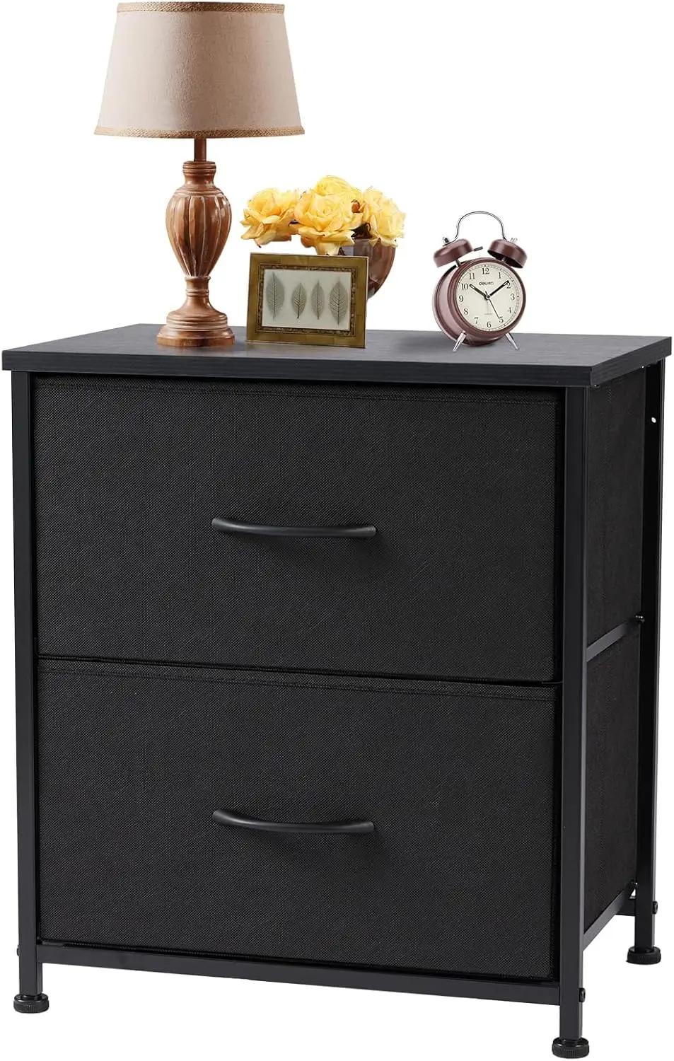 Nightstand Small Dresser with 2 Fabric Drawers Side Bedroom End Table Kids Bedside Storage Furniture for 20" Tall Night Stand 2