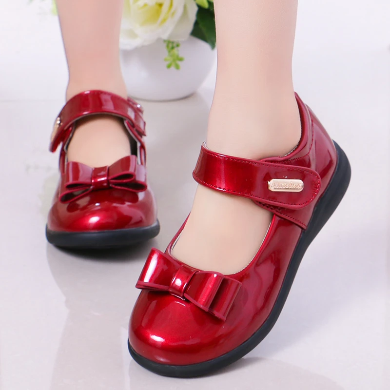 ULKNN 2022 New Children's Leather Shoes Wine red Girl's Flat With Party Shoes Princess Elementary School Performance Shoes Kid's Sandal for girl