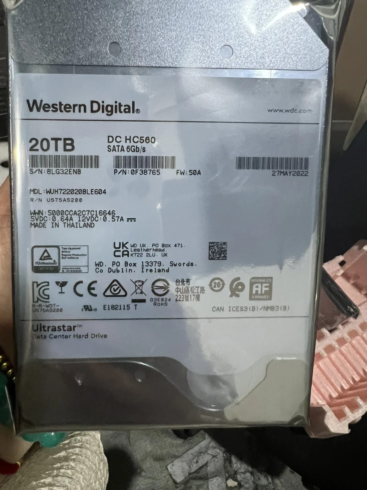 WD 웨스턴 데이터 20T 헬륨 엔터프라이즈 서버 SATA 기계식 하드 디스크..