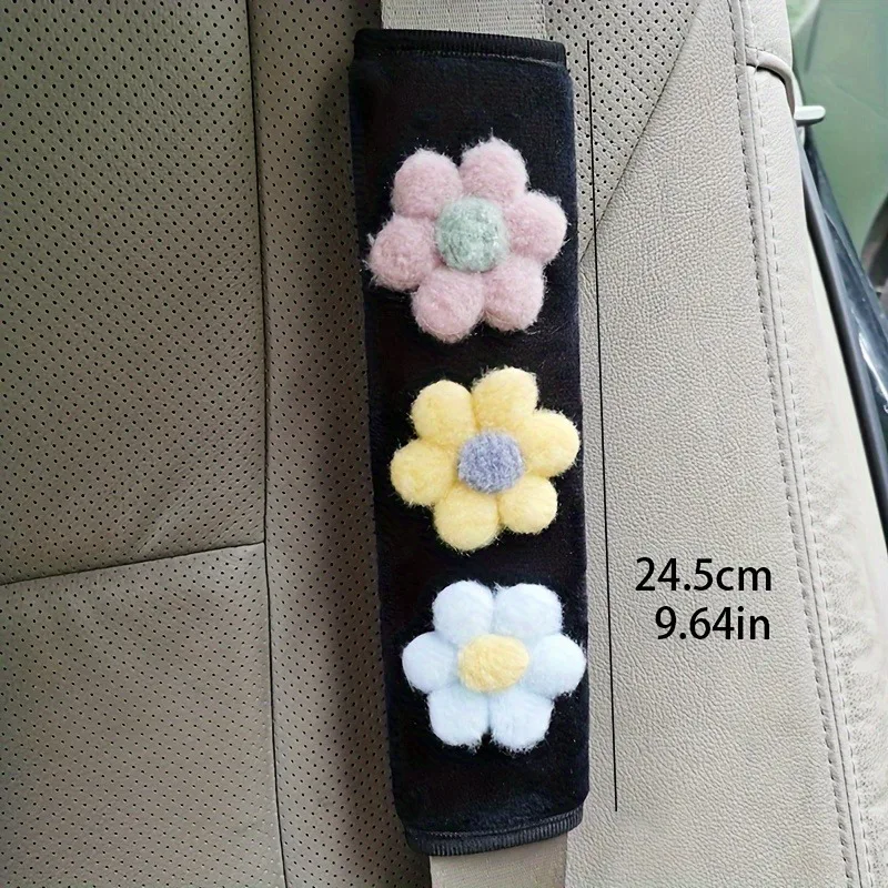 2pcs 자동차 좌석 벨트 어깨 패드 작은 신선한 꽃 안티 교살 안전 벨트 보호 커버 인테리어 용품 여성