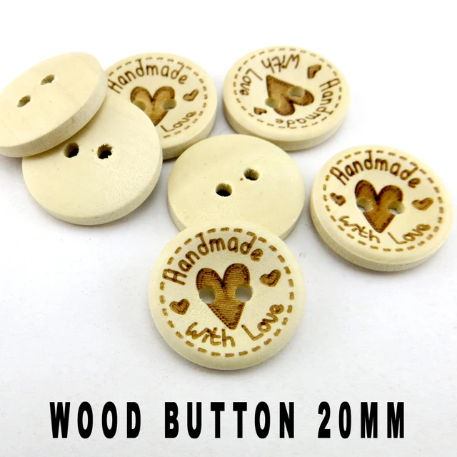 Wood Sewing Buttons Scrapbooking Handmade  Wooden Buttons Handmade Love  20mm - Buttons - Aliexpress