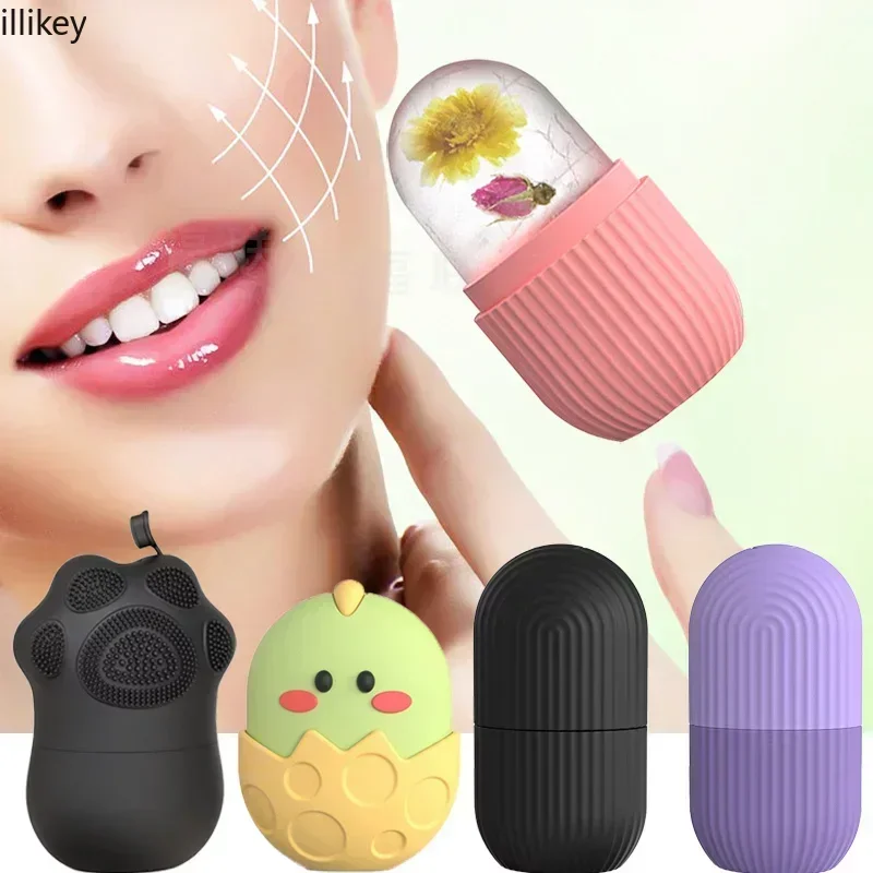 Silicone Ice Cube Trays Beauty Lifting Ice Ball Face Massager Contouring Eye Roller Facial Treatment Reduce Acne Skin Care Tool silicone cube tray shape face facial ice roller massage face massage roller frozen facial ice face reusable roller skincare tool