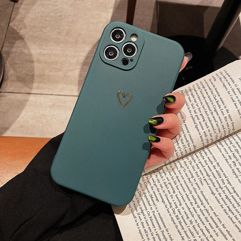 Cases For iPhone 13 12 Pro Max Mini 11 Pro Max X XR XS Max SE 2020 6 6S 7 8 Plus Love Heart Line Soft Silicone Cover Funda wallet cases