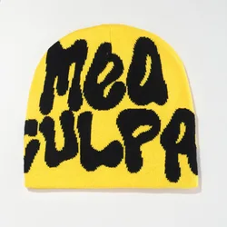 Stylish Unisex Knitted Beanie - Warm & Trendy Fashion Cap (Yellow Black)