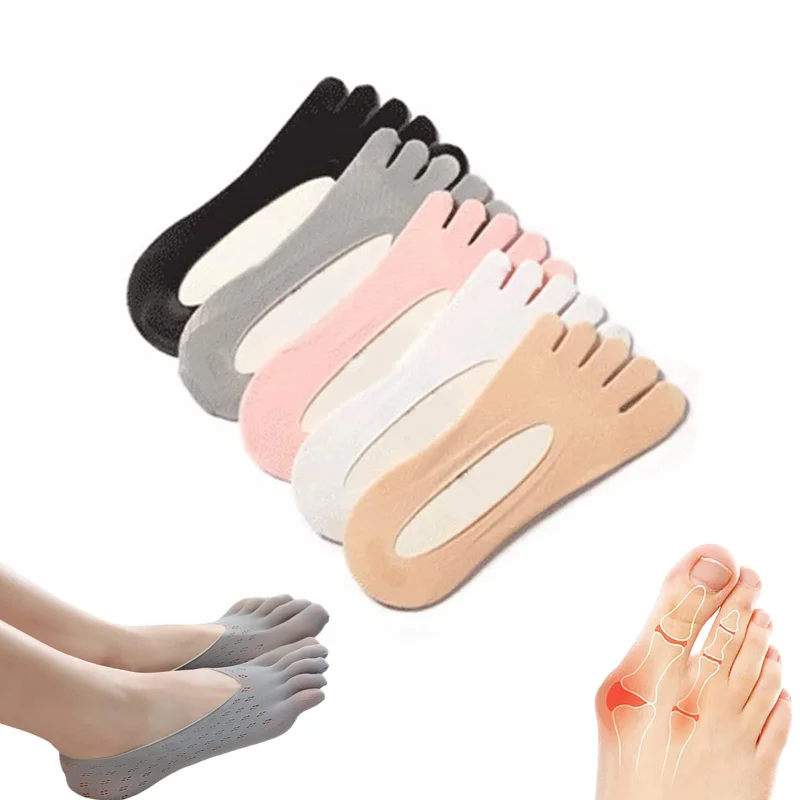 Abaodam 2 Pairs Women Thin No Show Toe Socks Breathable Five
