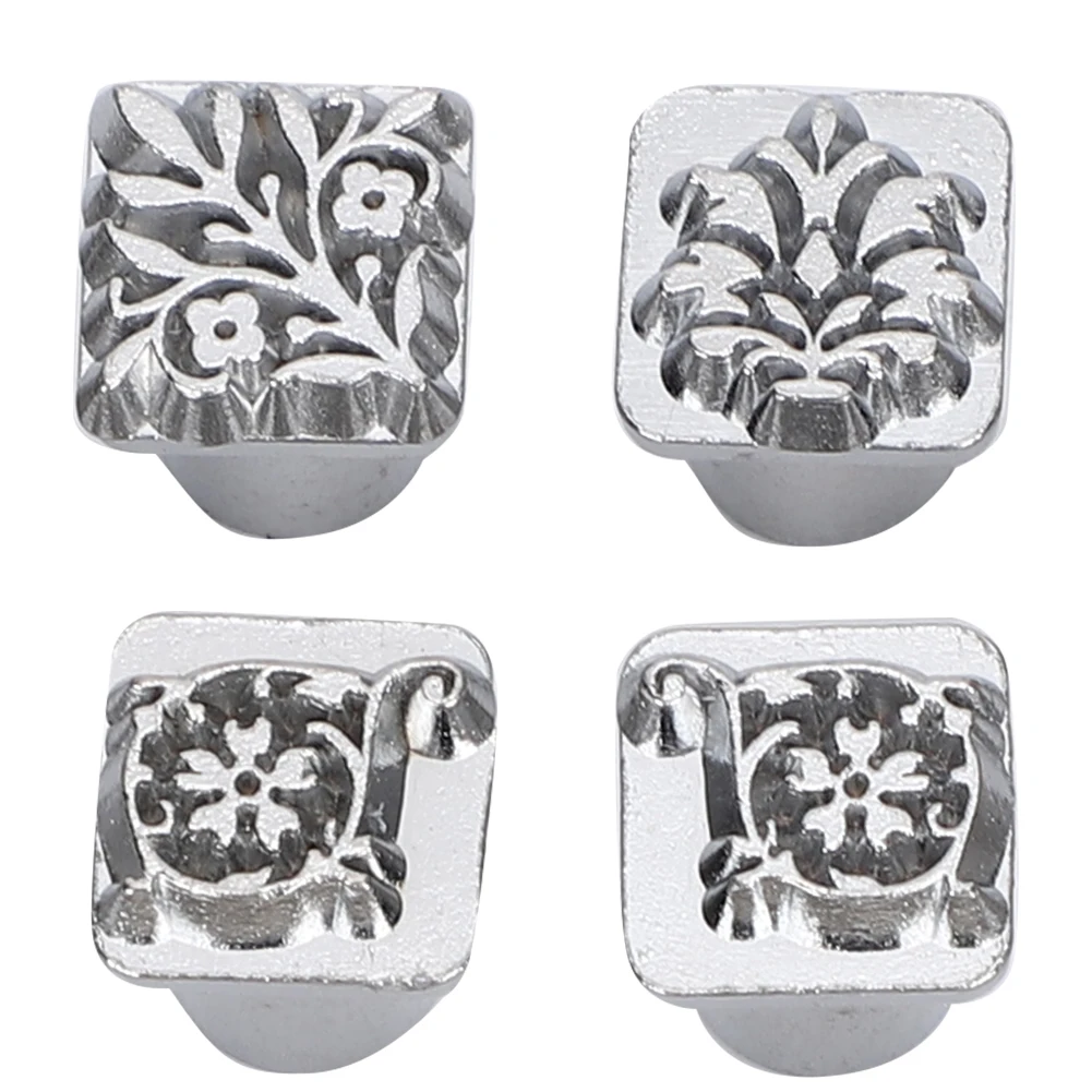 Stamping Punch Tool Tang Flower Design DIY Vegetable Leather Stamper + Handle Zinc Alloy