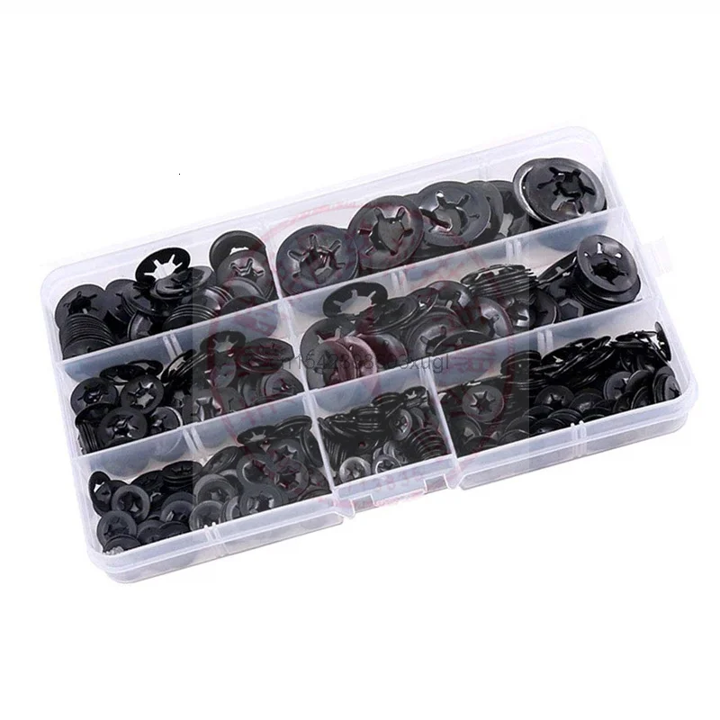 260Pcs M3 M4 M5 M6 M8 M10 M12 Push-on Locking Washers Star Nut Metal Quick Speed Star Nut Locking Fastener Assorted Kit