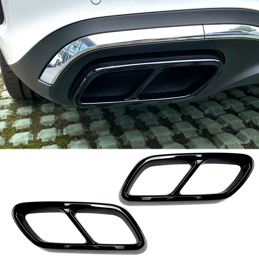 For Mercedes-Benz C-Class W206 C200 C260 C300 2022+ AMG Car Tail Throat Exhaust Pipe Muffler Tip Cover ABS Shiny Black 1