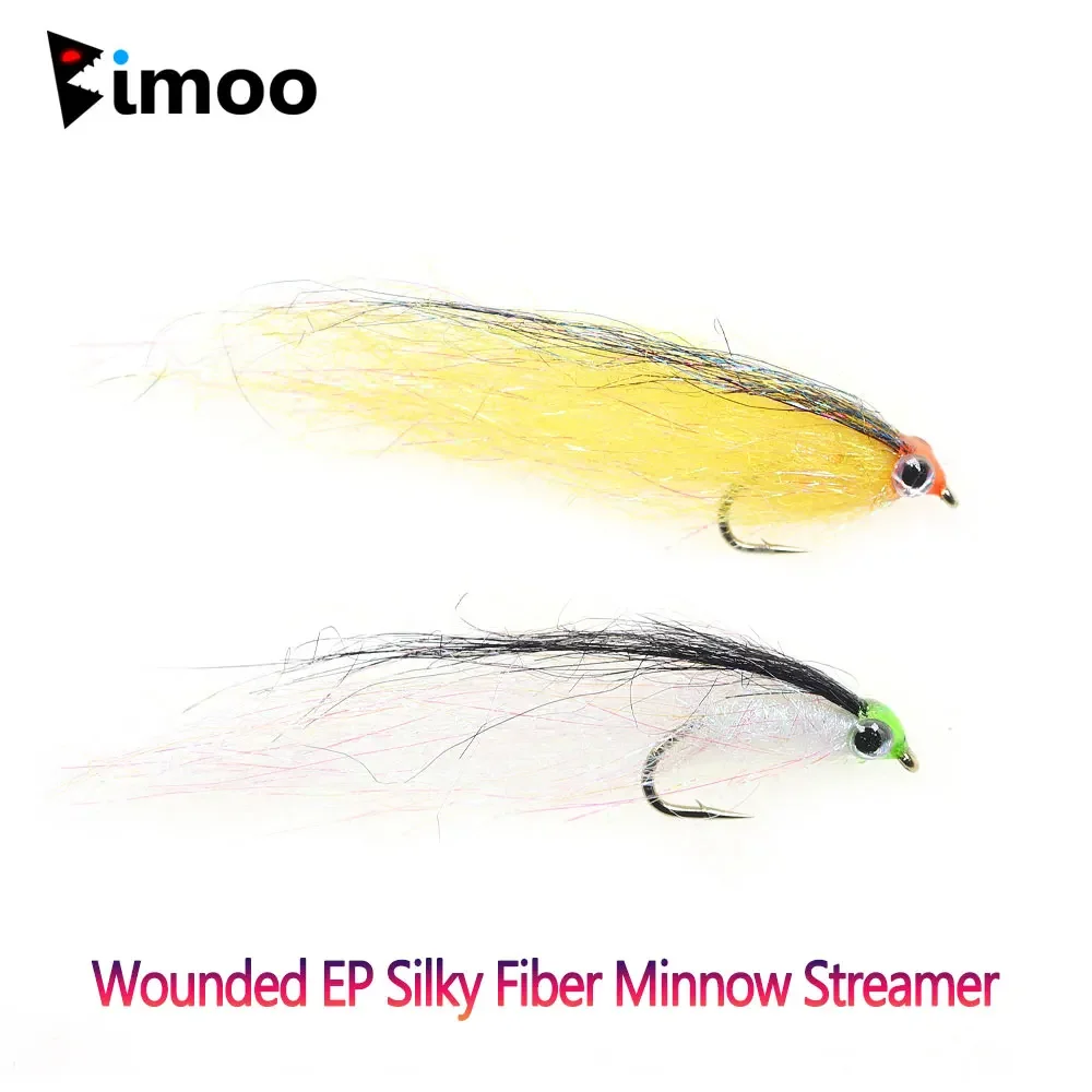 Bimoo 6 Pz Lentamente Affondamento Sided Ep Silky Fiber Minnow Streamer Ice Dub Baitfish Streamer Fly Salmon Bass Trota Esche Da Pesca