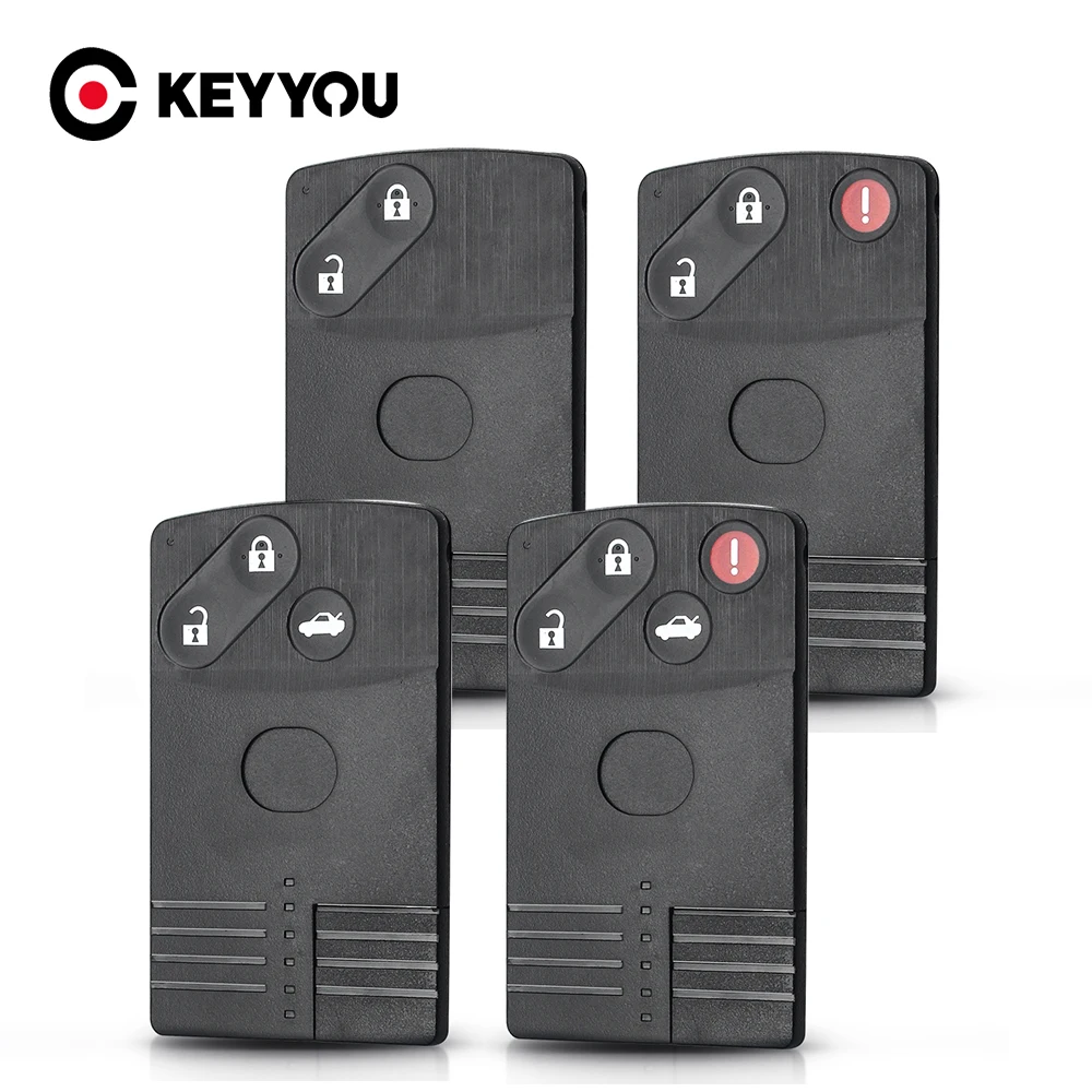 KEYYOU-carcasa De Tarjeta De Llave Inteligente Remota Para Mazda, 2 / 4 Boton Para Mazda 5, 6, CX-7, CX-9, RX8, Miata, MX5, Sin Cortar - AliExprs