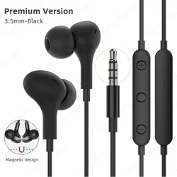 Magnetic Noise - Canceling USB C Wired Earbuds with Mic (Premium 3.5mm Black)