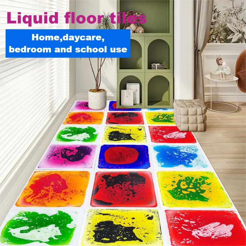 1/4/6/9pcs Liquid Splicing Floor Mats, Decorative Floor Tiles,  For Home  Nursery And School, Bathroom Accessories, Home Decor 3
