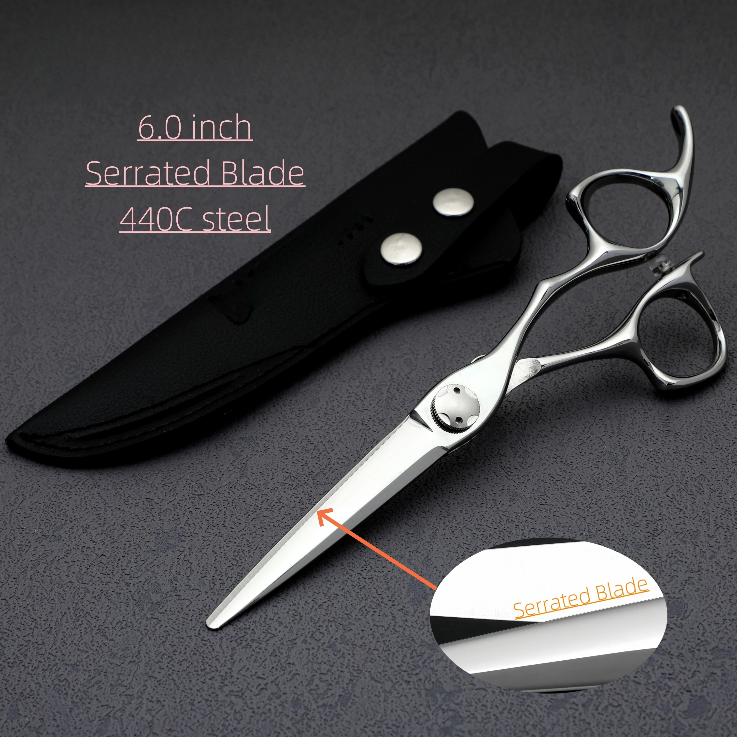 Professional 5.5-6.0 inches Serrated Blade Hair Scissors Set Japan 440c steel Barbershop Hair Cutting Tools hair scissors